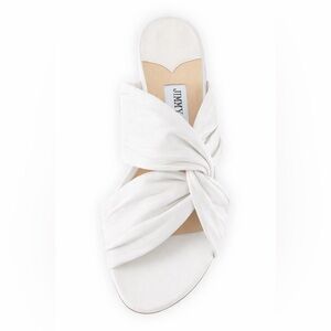 Jimmy Choo Lela twist flat sandals white leather size 39.5